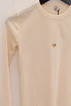 BASERANGE 25 Early Spring French organic cotton hollow heart-shaped long-sleeved T-shirt BAS-TOHLS-RB-000-UNDYED